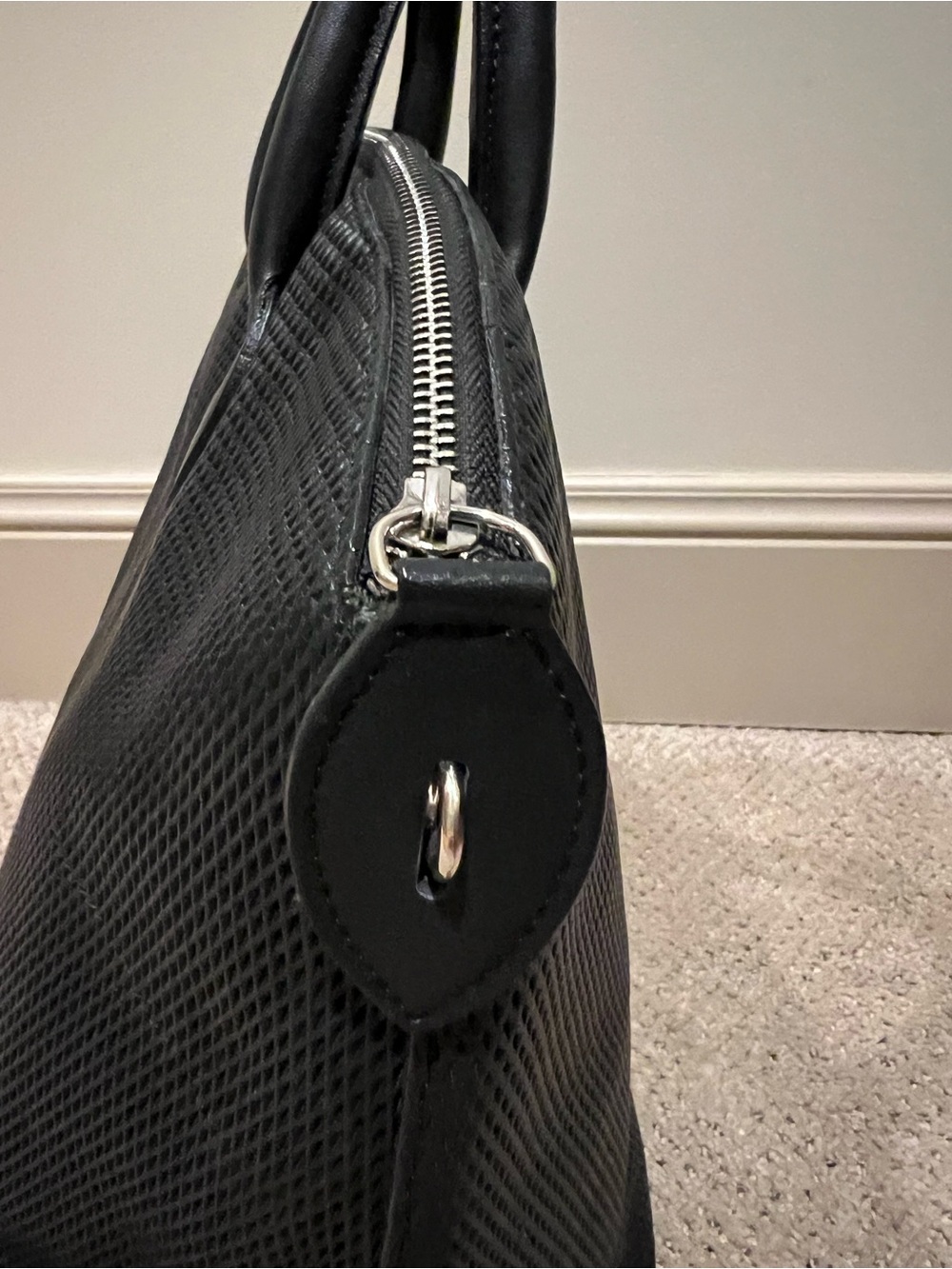 Valentino Black Textured Logo Tote satchel Bag - Picture 7 of 10
